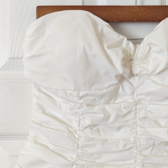 WD.NY Y2K Vintage Classic Ruched Strapless Sweetheart Fitted Tube Top White L - Picture 3 of 10